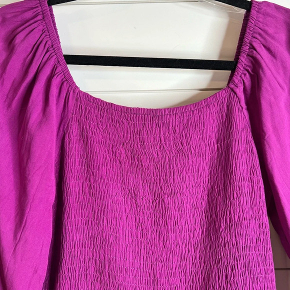 Andree by Unit Raspberry Smocked Long Sleeve Ruffle Waist. Size Small. NWT. - Picture 4 of 10